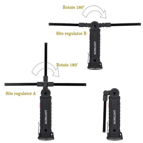 360° Rotation Inspection Lamp LED   COB Flexible Cordless Rechargeable Work Light