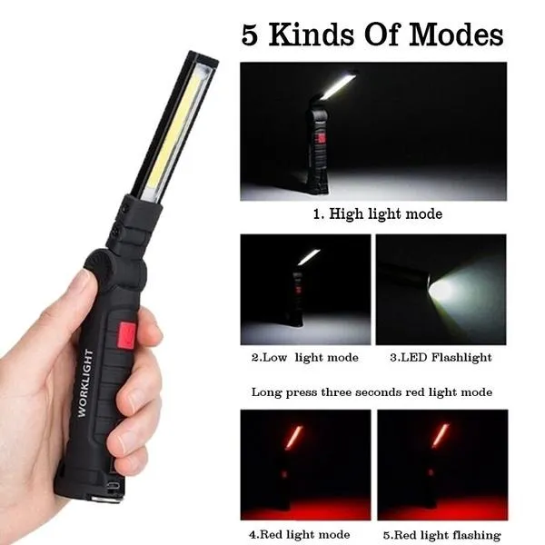 360° Rotation Inspection Lamp LED   COB Flexible Cordless Rechargeable Work Light