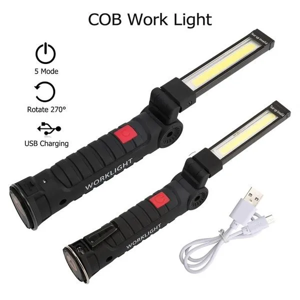 360° Rotation Inspection Lamp LED   COB Flexible Cordless Rechargeable Work Light