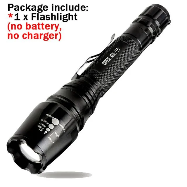 3800Lumens 5-Modes  XM-L T6 LED Flashlight Zoomable Lamp Light Lanterna Led torch flash light 3800lm 2x18650 Battery Riding