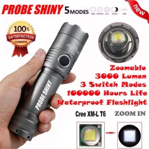 3Modes 3000LM T6 LED Zoomable Flashlight Torch Aluminum Alloy Camping Flashlight Use 1x18650 Battery Bicycle Light 40OT16