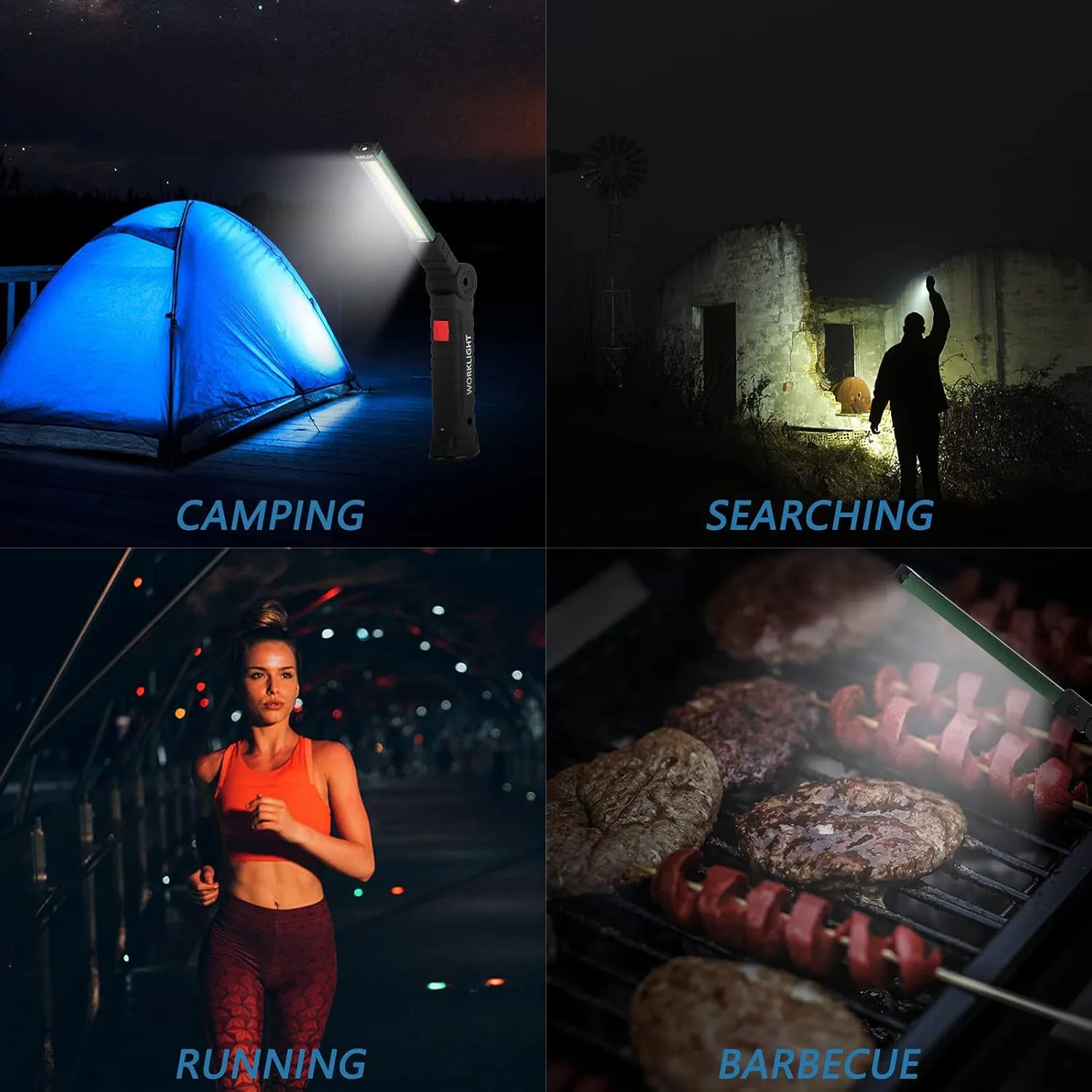 4 Pack LED Rechargeable Work Lights, Flashlight Hand Tools Mens Dad Birthday Gift Magnetic Worklight,360°Rotate 5 Modes Portable Inspection Torch for Mechanics,Automotive,Camping,Emergency