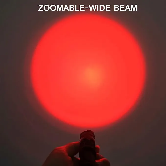 4 Pack Single Mode Red Light Flashlight Red Torch Light with Clip Zoomable Red Flashlight for Hunting Astronomy Aviation Night Observation