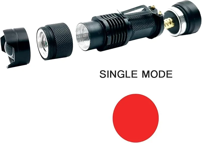 4 Pack Single Mode Red Light Flashlight Red Torch Light with Clip Zoomable Red Flashlight for Hunting Astronomy Aviation Night Observation