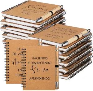 40 Pcs Spanish Christian Gift 20 Spiral Religious Notebook 20 Bible Pen Christian Prayer Journal Ballpoint Pen for End of Year Graduation Fathers Day Church Gift(Inspirational,Classic)
