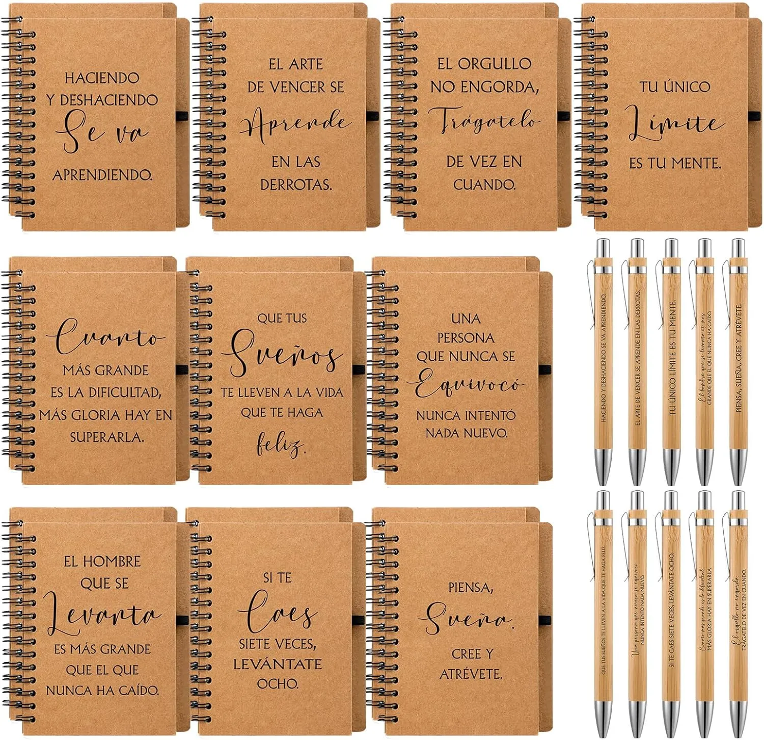40 Pcs Spanish Christian Gift 20 Spiral Religious Notebook 20 Bible Pen Christian Prayer Journal Ballpoint Pen for End of Year Graduation Fathers Day Church Gift(Inspirational,Classic)