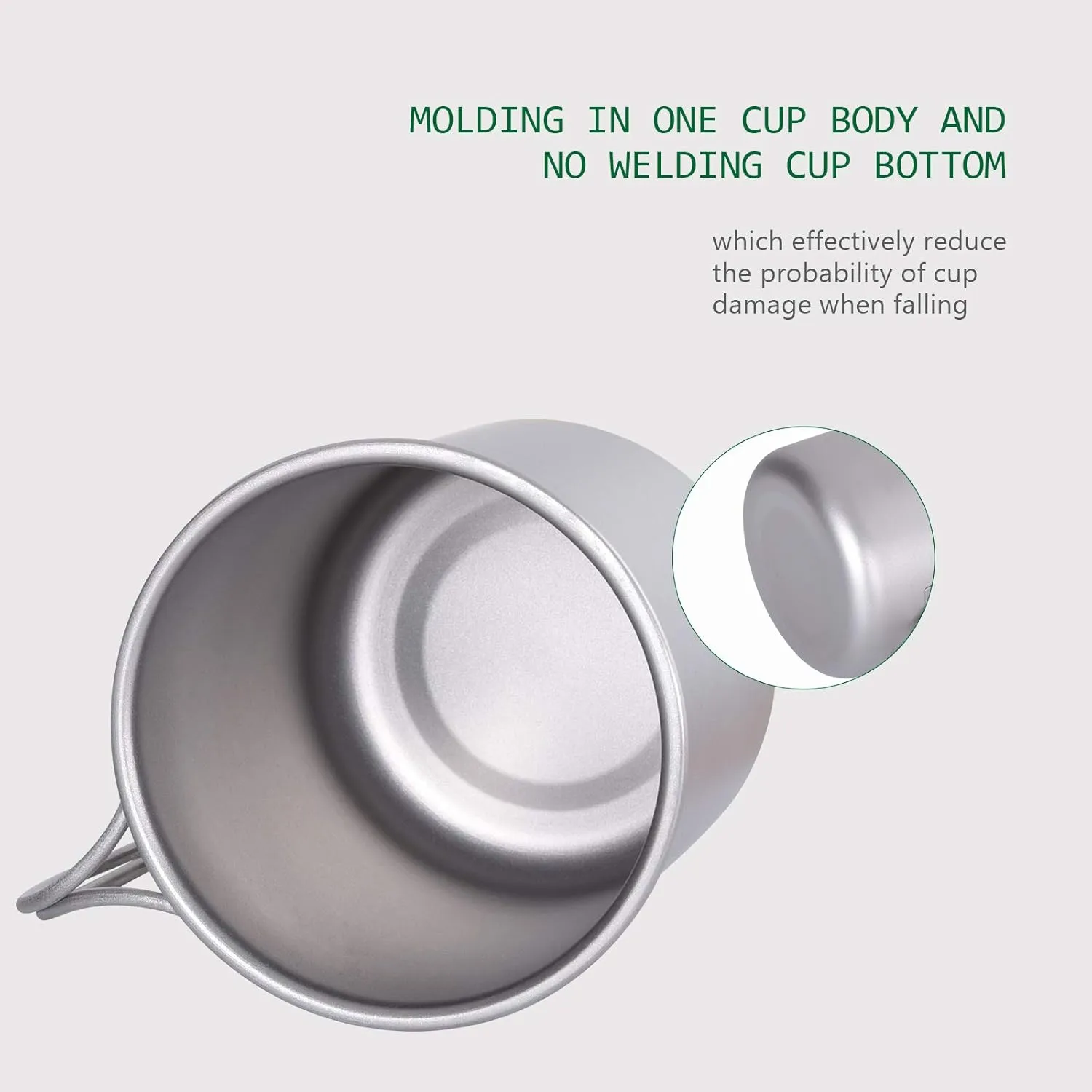 450ml Titanium Cup Portable Camping Picnic Water Cup with Lid Outdoor Ultralight Camping Drinking Cup Mug Picnic Cutlery Cookware (Ti1544C/U)