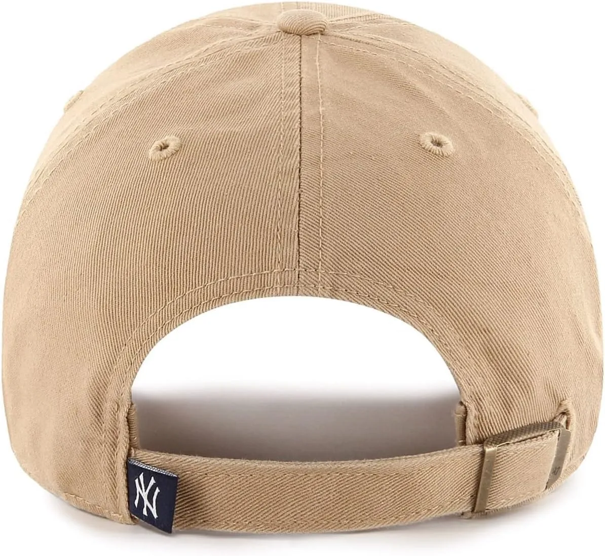 47 Brand MLB Khaki White Primary Logo Clean Up Adjustable Strap Baseball Dad Hat Cap, Adult One Size Fits All