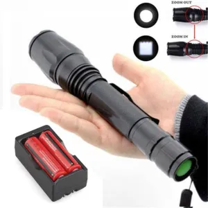 5 Modes Torch Zoomable 2500LM T6 XM-L LED Flashlight Torch Light  2X 18650 Battery  US Plug Charger Bicycle Light 40OT17