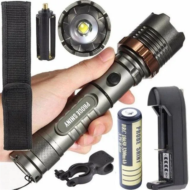 5000LM T6 LED Torch Flashlight Zoomable  18650 Battery   Charger  Cycling Flashlight Holder   Case Bicycle Light 40OT18