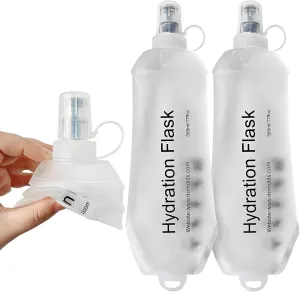 500ml Soft Flask, Soft Water Bottle for Hydration Packs, Running, Hiking, Cycling and Climbing - 2Pcs White