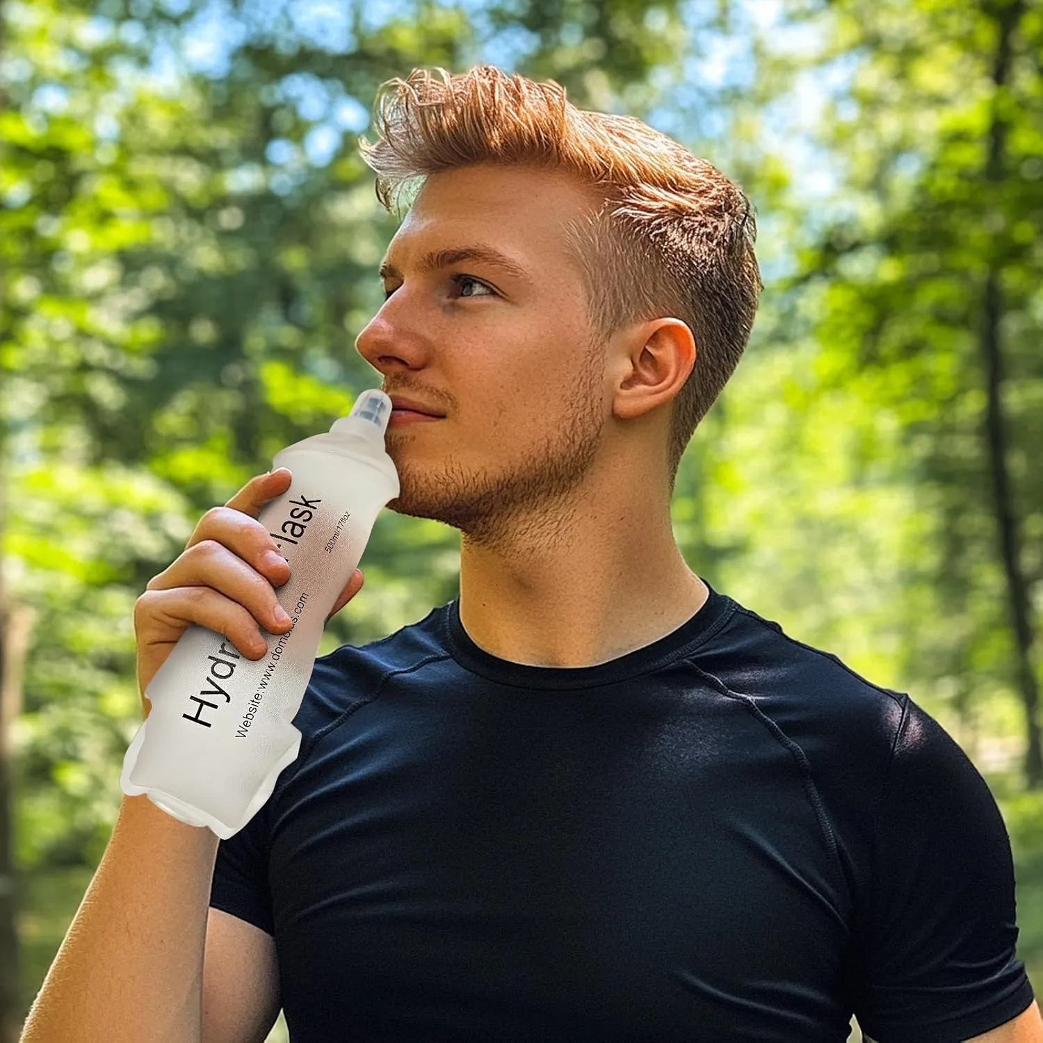 500ml Soft Flask, Soft Water Bottle for Hydration Packs, Running, Hiking, Cycling and Climbing - 2Pcs White