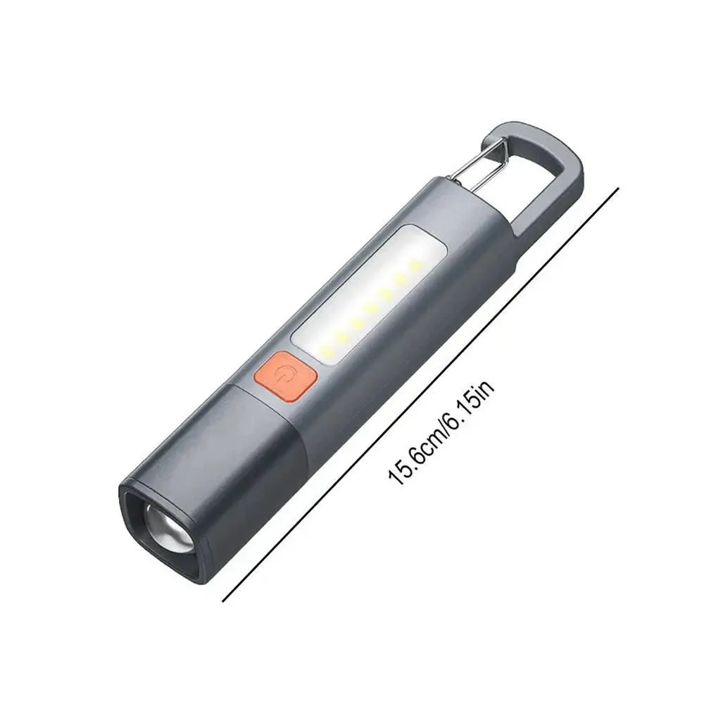 60000lm Mini Zoom Flashlight With COB Side Light High Brightness Long-range Lantern Lock Buckle Design Variable Focus Torch