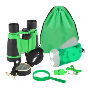 6pcs/set Children Outdoor Exploration Set Binoculars Compass Magnifier Whistle Kids Camping Adventure Pack Educational Toys Gift