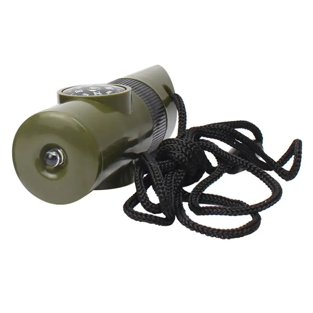 7-in-1 Compass Survival Whistle - Multifunction Outdoor Camping Tool with Lanyard and LED Light for Professional Emergency Safety