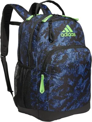 adidas Adaptive Backpack Large Features for Independent Dressing and Ease of use, Galaxy Camo Dark Blue/Lucid Lime Green, One Size