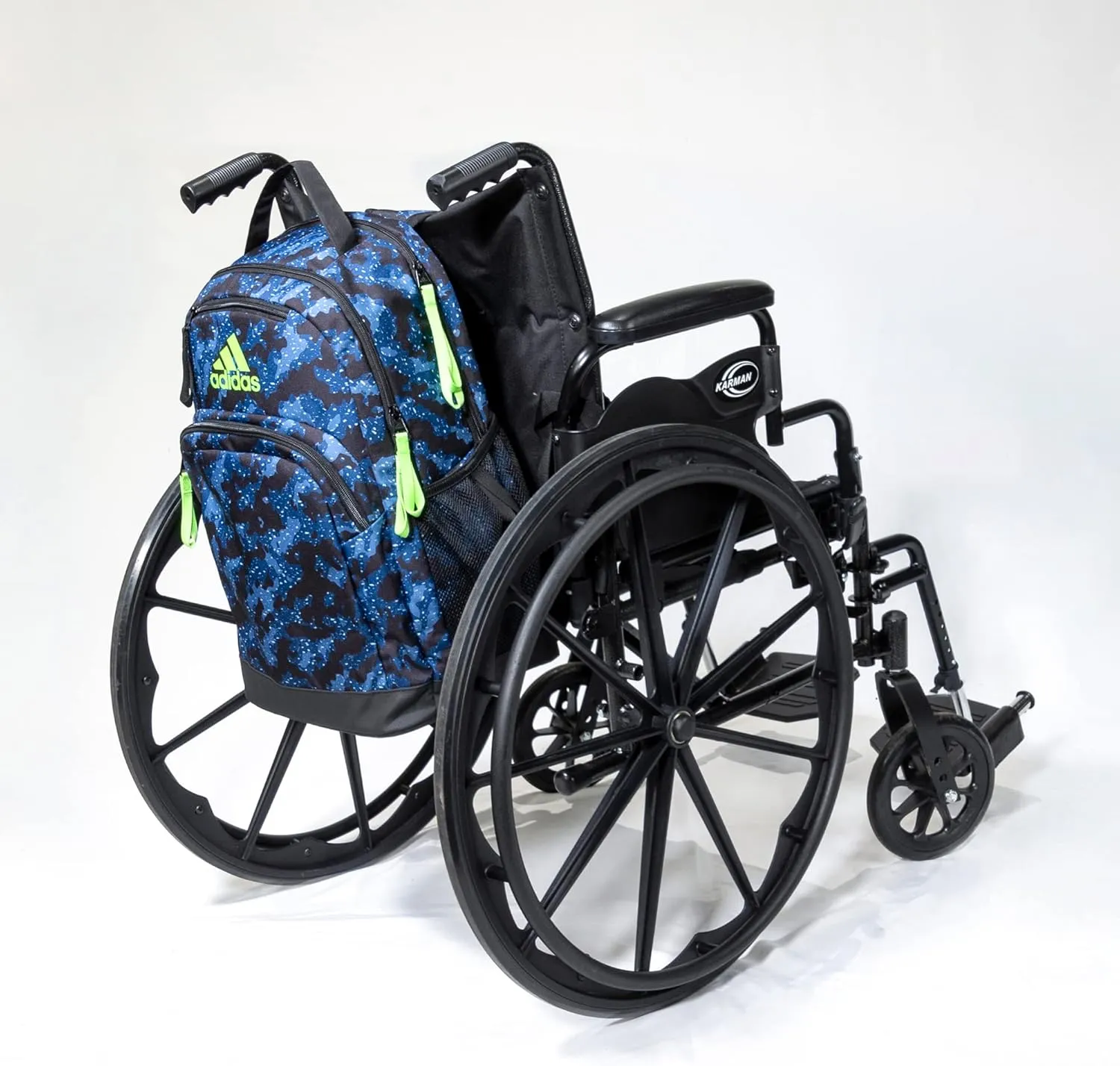 adidas Adaptive Backpack Large Features for Independent Dressing and Ease of use, Galaxy Camo Dark Blue/Lucid Lime Green, One Size