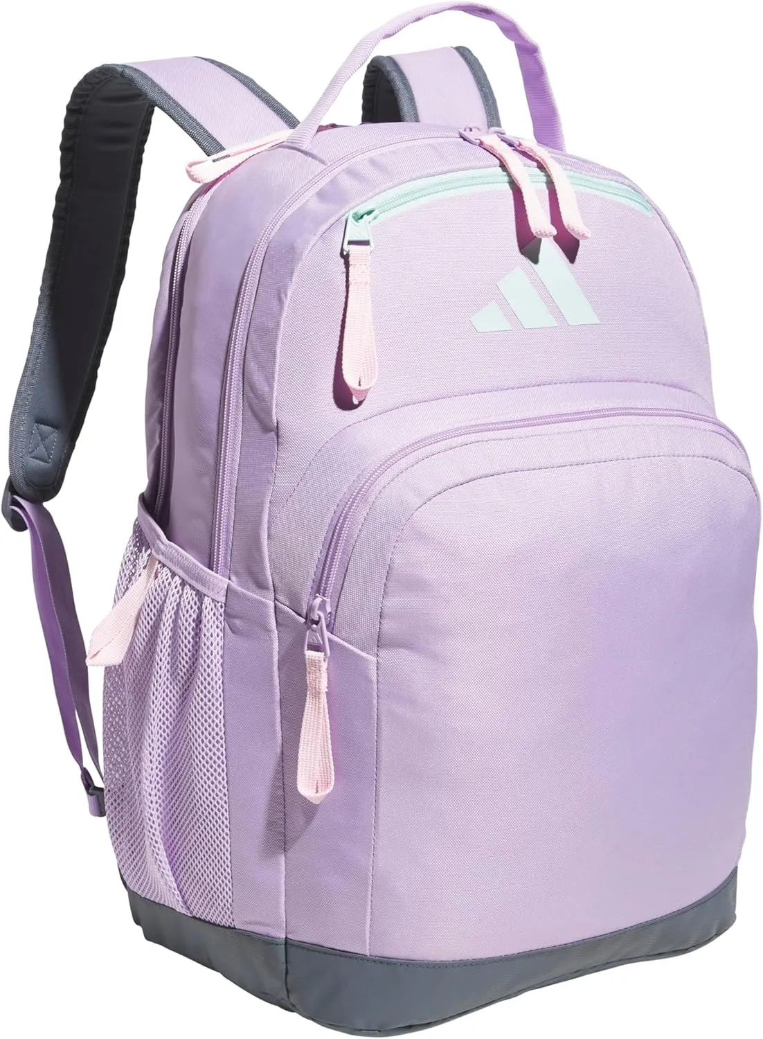 adidas Adaptive Backpack Large Features for Independent Dressing and Ease of use, Powder Plum Purple/Semi Flash Aqua Blue/Clear Pink, One Size