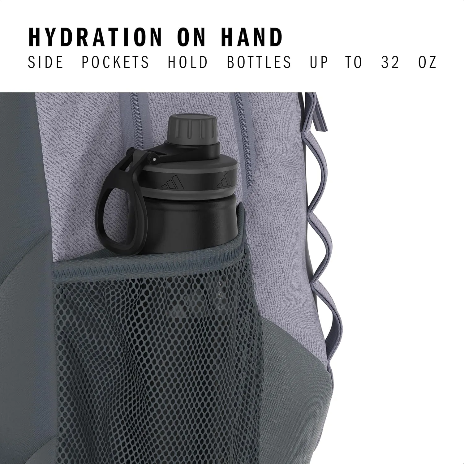 adidas Excelerator Backpack with Laptop Sleeve, Sport Bag for Men and Women, Twill Silver Dawn/Silver Dawn Grey, One Size