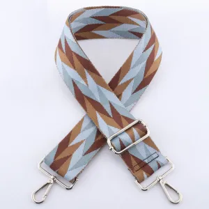 ADJUSTABLE BAG STRAP - Brown/Blue Geometric