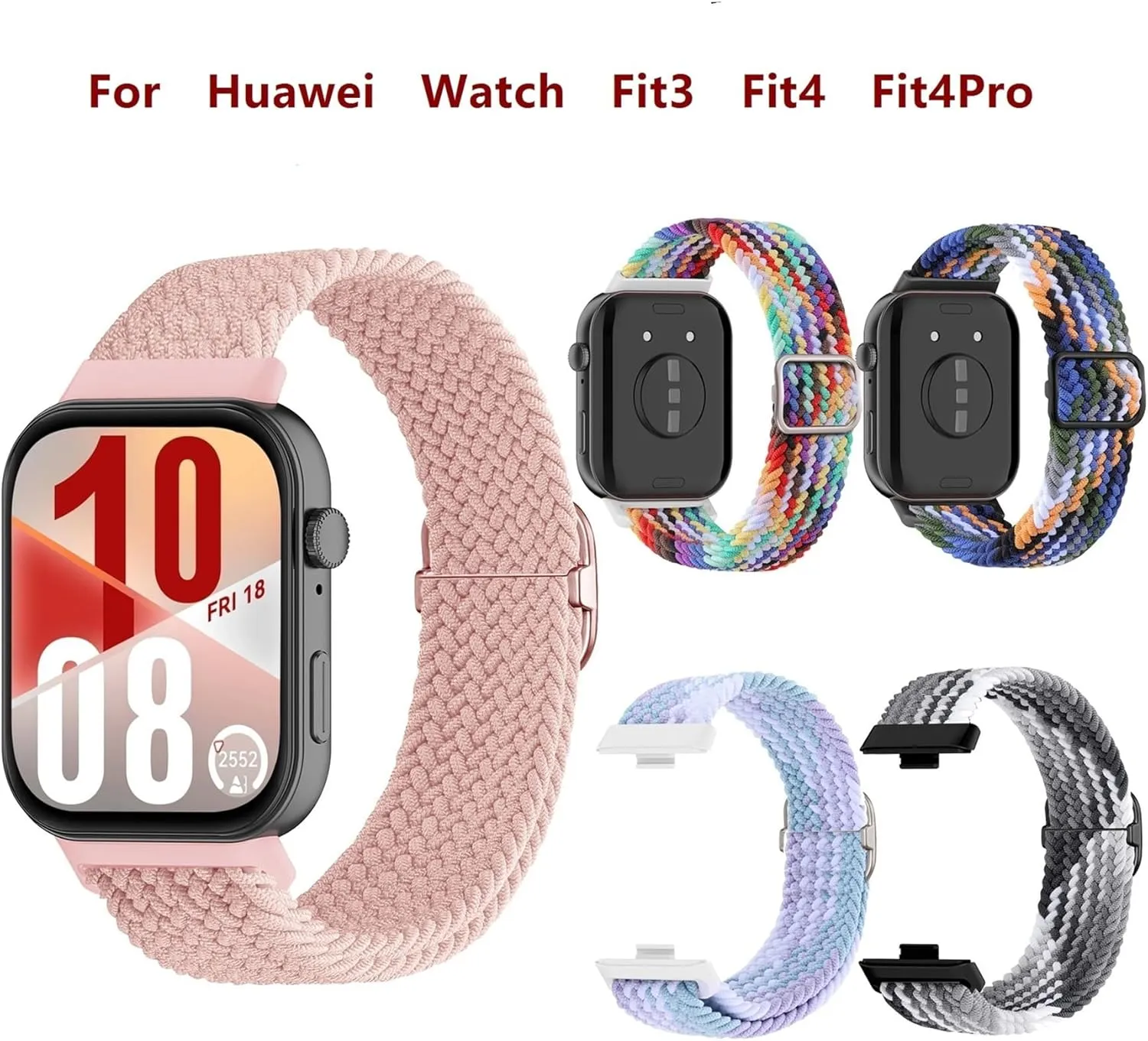 Adjustable Nylon Braided Strap For Huawei Watch Fit3 Fit4 Fit4Pro Elastic Breathable Sports Bracelet Replaceable Band