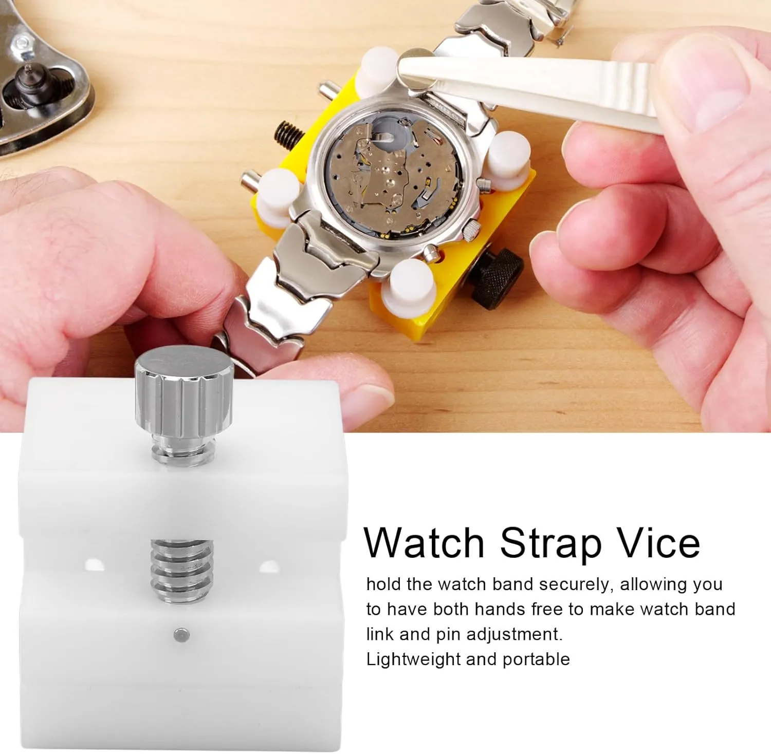 Adjustable Watch Case Holder,reversible movement holder Watchmaker Tools,Watch Band Holding Vise Adjustable Watch Strap Holder Watch Repair Tool for Watchmaker White(White)