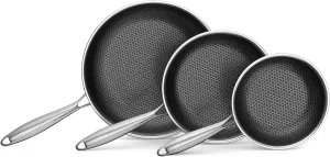 Advanced Nonstick Ceramic Cookware Set - Hybrid Tech, 8,10,12 Inch Frying Pans, PFAS-Free, Compatible with All Cooktops