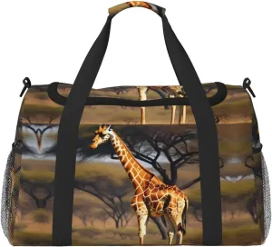 Africa Giraffe Majestic Tree print Weekender Overnight Carry On Bag Gym Luggage Bag Duffel Bag for Travel Women
