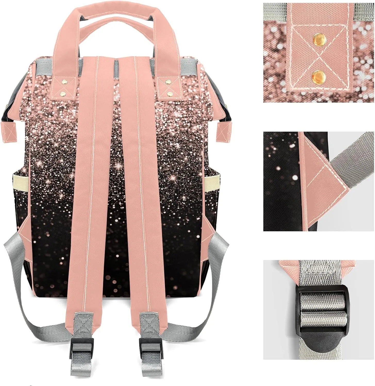 African Girl Reading Mummy Bags Custom Personalized with Name Diaper Bags Backpack Nappy Bag Gifts Bling Print