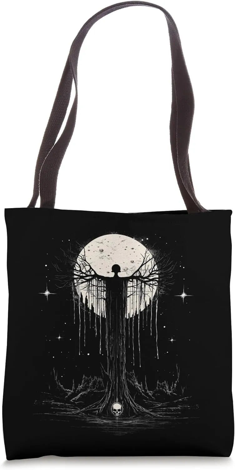 Afterlife Halloween Costume Spooky Creepy Skull Tree Tote Bag
