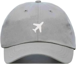 Airplane Baseball Hat, Embroidered Dad Cap, Unstructured Soft Cotton, Adjustable Strap Back (Multiple Colors)
