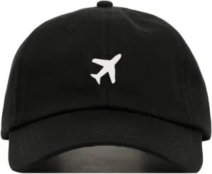 Airplane Baseball Hat, Embroidered Dad Cap, Unstructured Soft Cotton, Adjustable Strap Back (Multiple Colors)