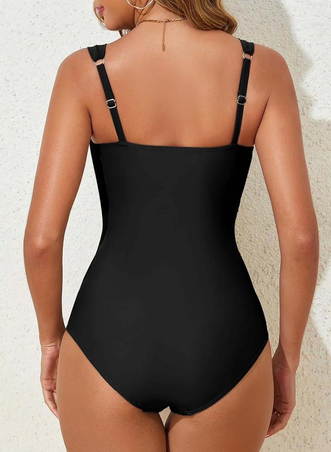 Aleumdr Women's One Piece Swimsuit Ruched Tummy Control Bathing Suit Adjustable Strap Full Coverage Swimwear