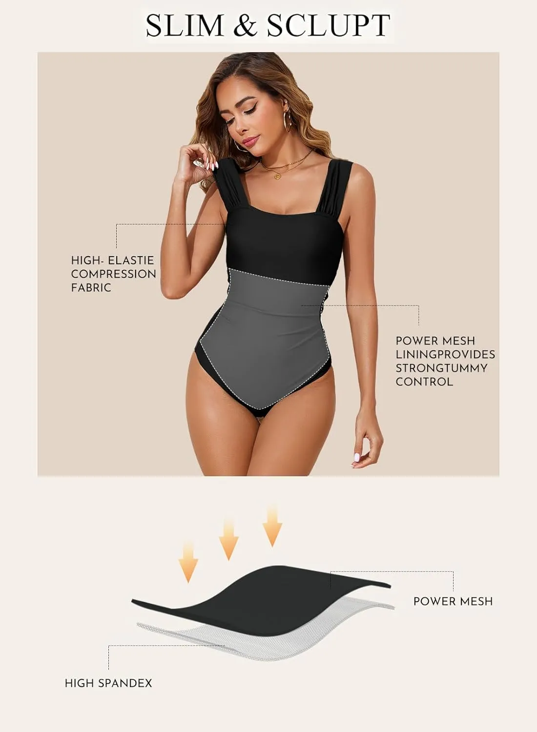 Aleumdr Women's One Piece Swimsuit Ruched Tummy Control Bathing Suit Adjustable Strap Full Coverage Swimwear