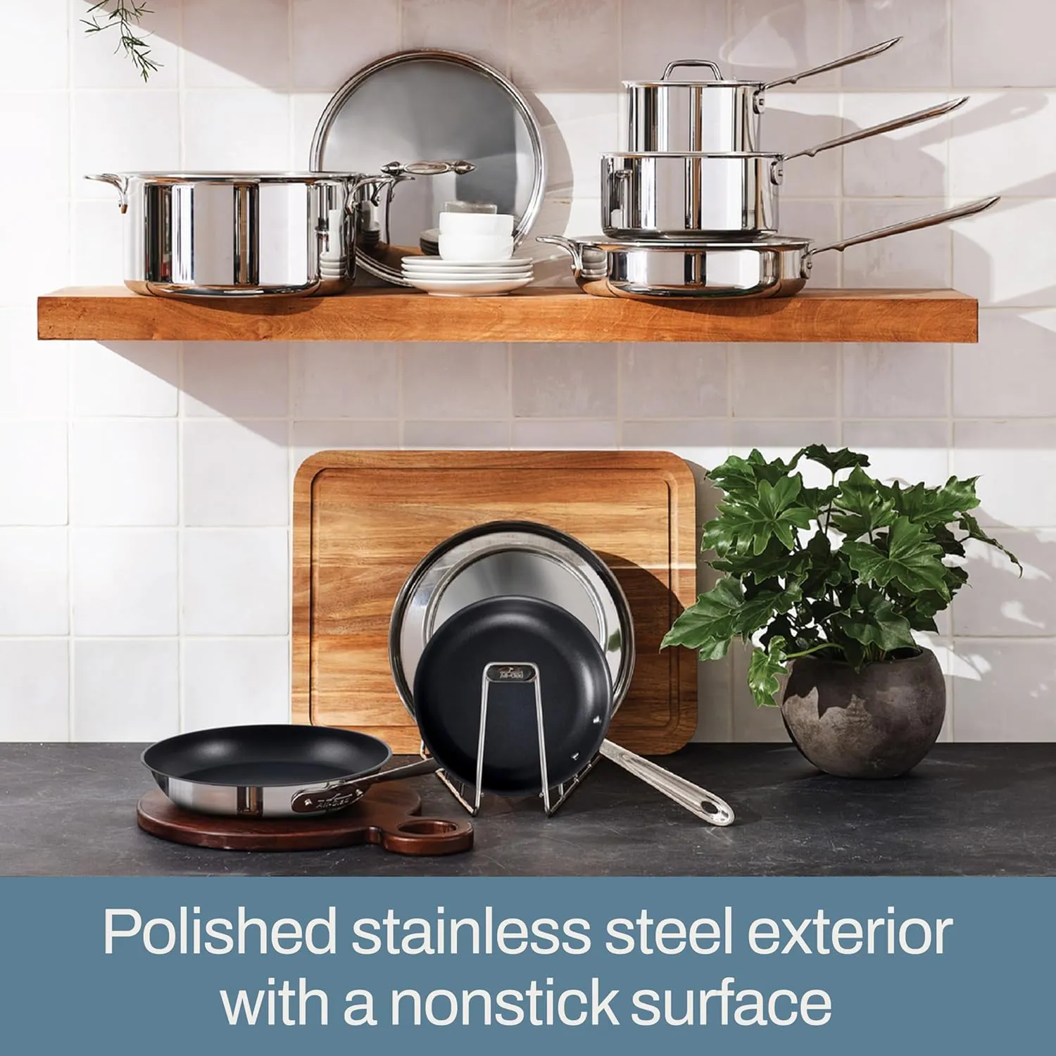 All-Clad Stainless Steel Pro Nonstick Frying Pan Set – 8 & 10 Inch Skillets, Induction Compatible, Oven & Broiler Safe to 500°F, Professional Cookware, Silver