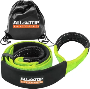 ALL-TOP Tree Saver Strap 3in x 8ft Certified 36000Lbs Break Strength, Emergency Recovery Tow Strap Winch Extension Rope with Oversize Carry Bag(Green)