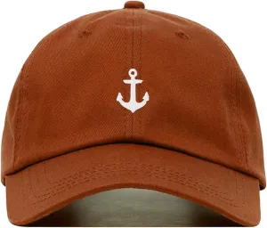 Anchor Baseball Hat, Embroidered Dad Cap, Unstructured Soft Cotton, Adjustable Strap Back (Multiple Colors)