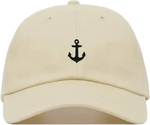 Anchor Baseball Hat, Embroidered Dad Cap, Unstructured Soft Cotton, Adjustable Strap Back (Multiple Colors)