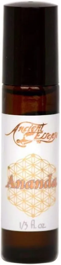 Ancient Essence Ananda Roll On Essential Oil Blissful Blend of Amber & Frankincense Creates Light & Mild Aroma Soothing Aromatherapy Calm & Relaxing (1/3 FL OZ)