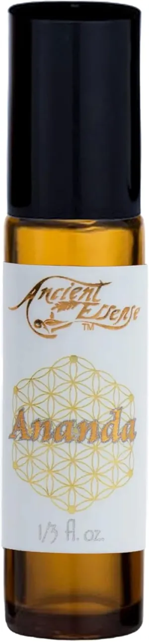 Ancient Essence Ananda Roll On Essential Oil Blissful Blend of Amber & Frankincense Creates Light & Mild Aroma Soothing Aromatherapy Calm & Relaxing (1/3 FL OZ)