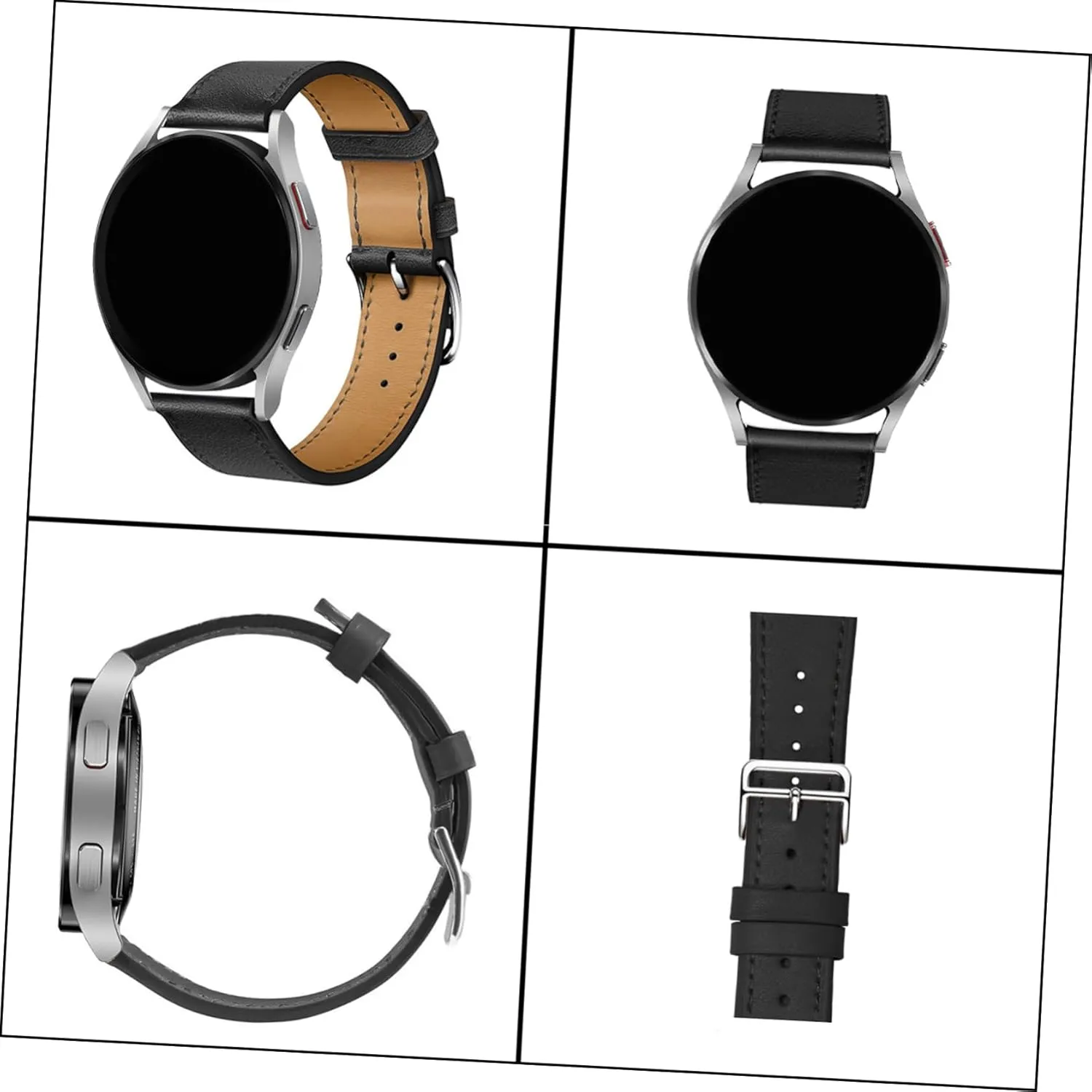 Angoily 2pcs Galaxywatch4 Leather Adjustable Watch Strap