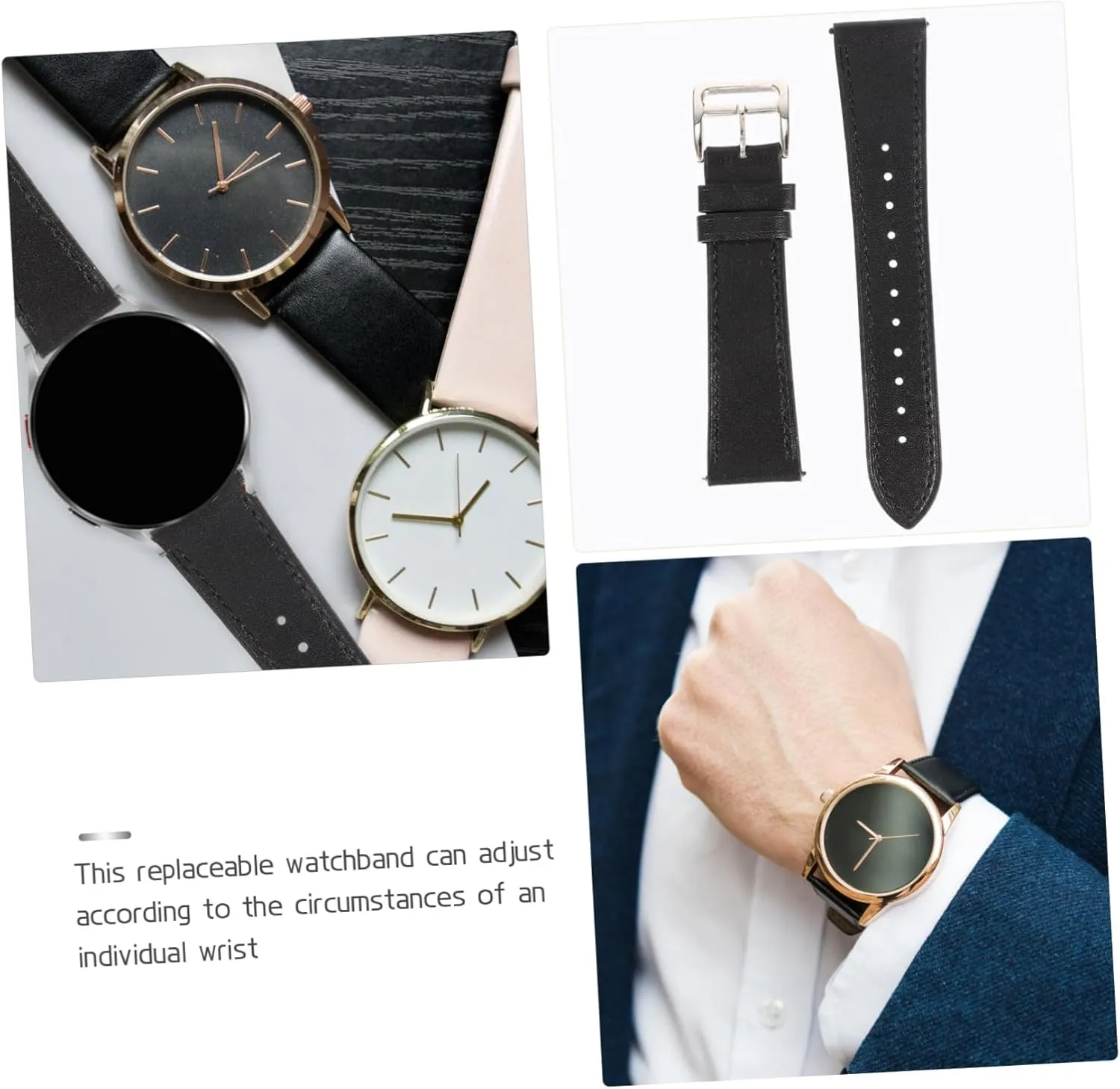 Angoily 2pcs Galaxywatch4 Leather Adjustable Watch Strap