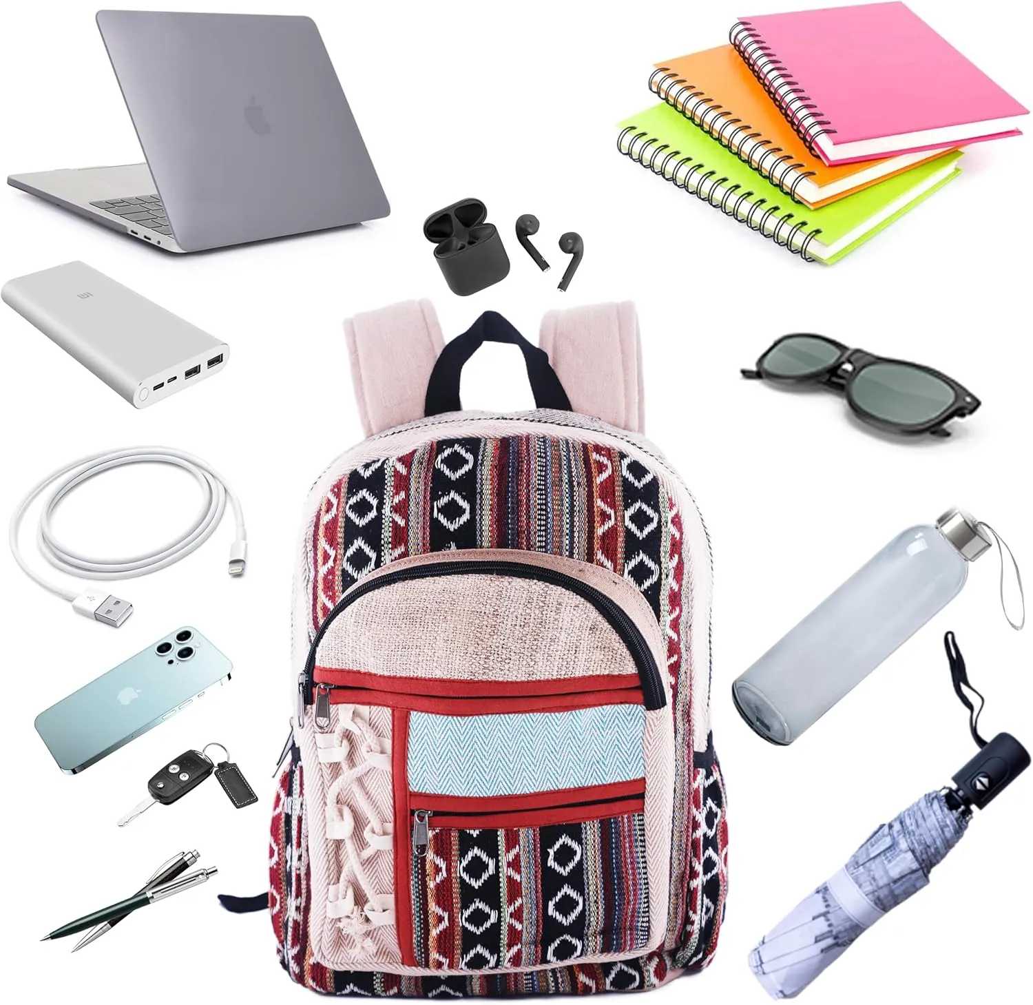 Anitya Hemp Backpack, Multi-Functional Pockets, Eco-Friendly, Unisex, Hiking Daypack, Durable Rucksack (AHLB09)