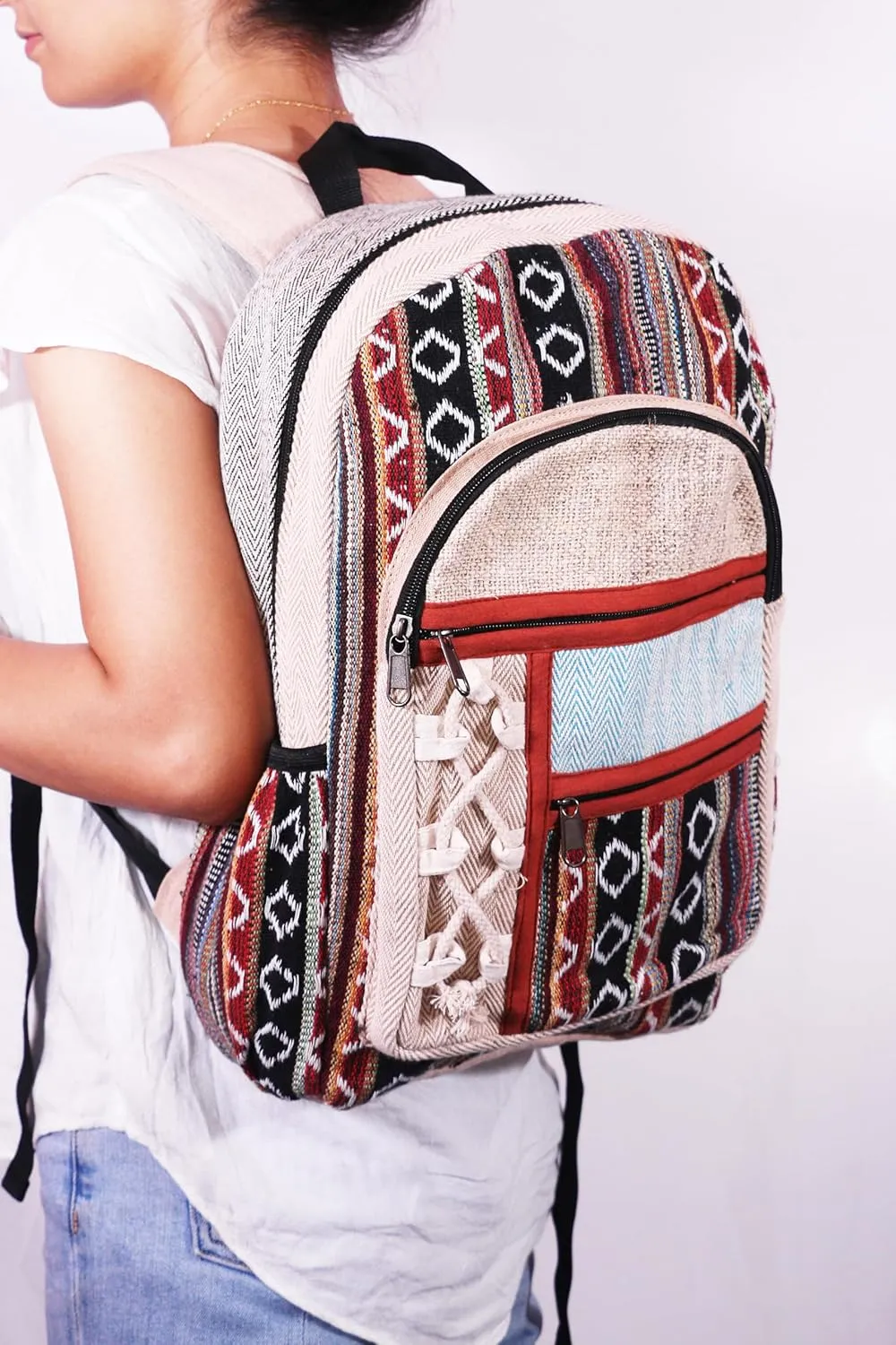 Anitya Hemp Backpack, Multi-Functional Pockets, Eco-Friendly, Unisex, Hiking Daypack, Durable Rucksack (AHLB09)