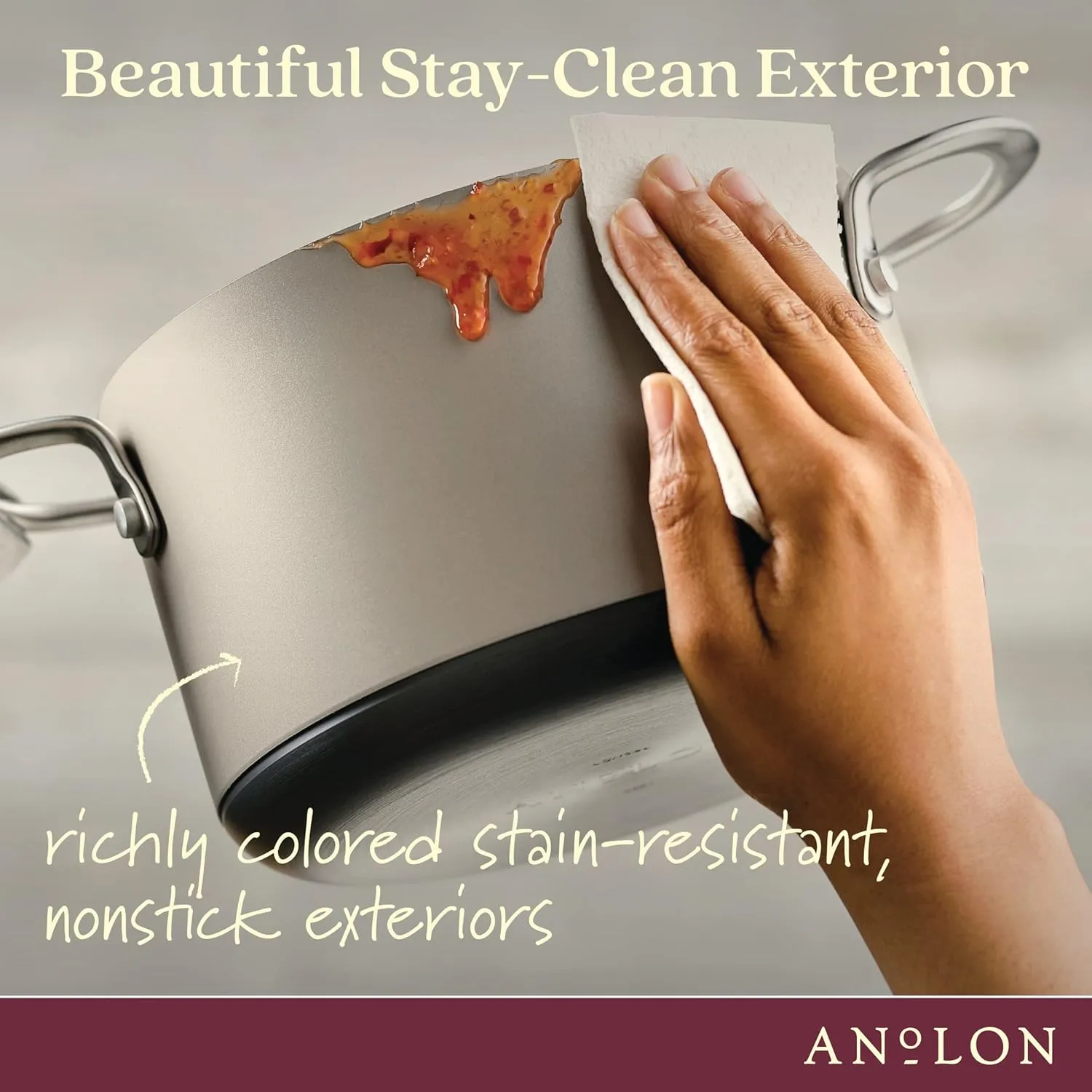 Anolon Achieve Hard Anodized Nonstick Saucepot with Lid, Aluminum, 4 Quart, Silver