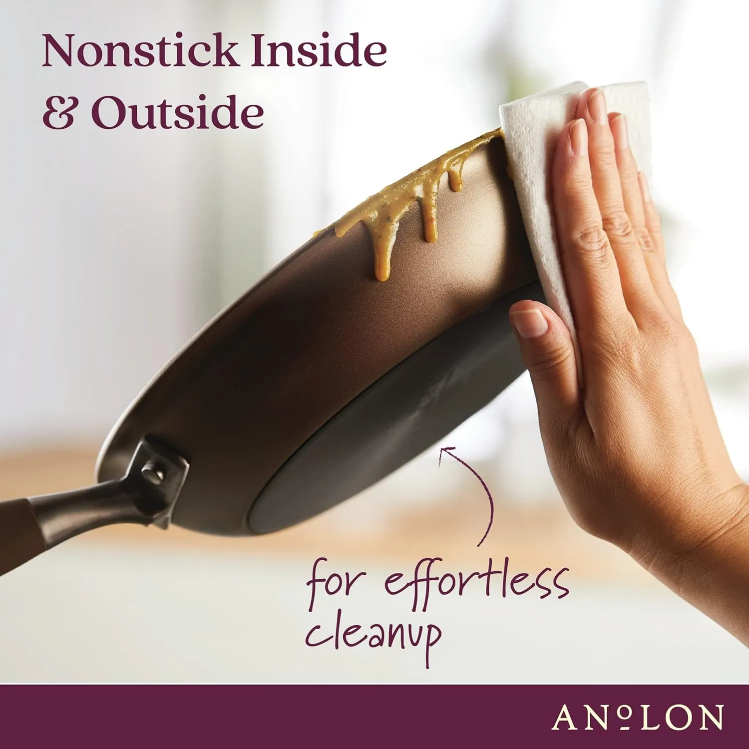 Anolon Advanced Hard Anodized Nonstick Saute Square Fry Pan with Helper Handle, 4 Quart, Bronze