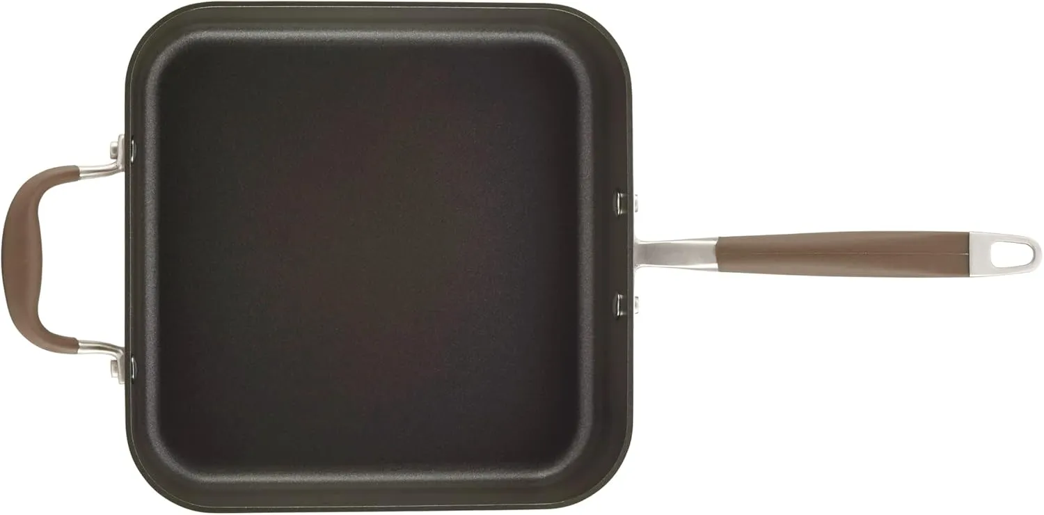 Anolon Advanced Hard Anodized Nonstick Saute Square Fry Pan with Helper Handle, 4 Quart, Bronze