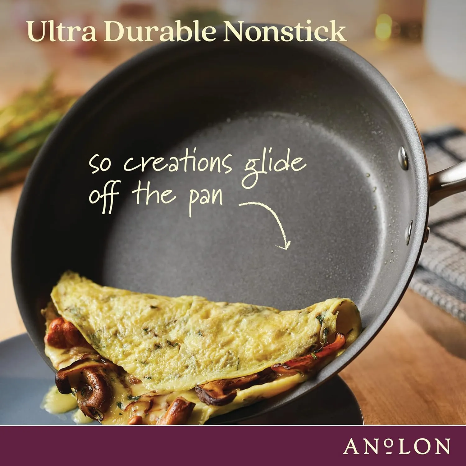 Anolon Advanced Hard Anodized Nonstick Saute Square Fry Pan with Helper Handle, 4 Quart, Bronze