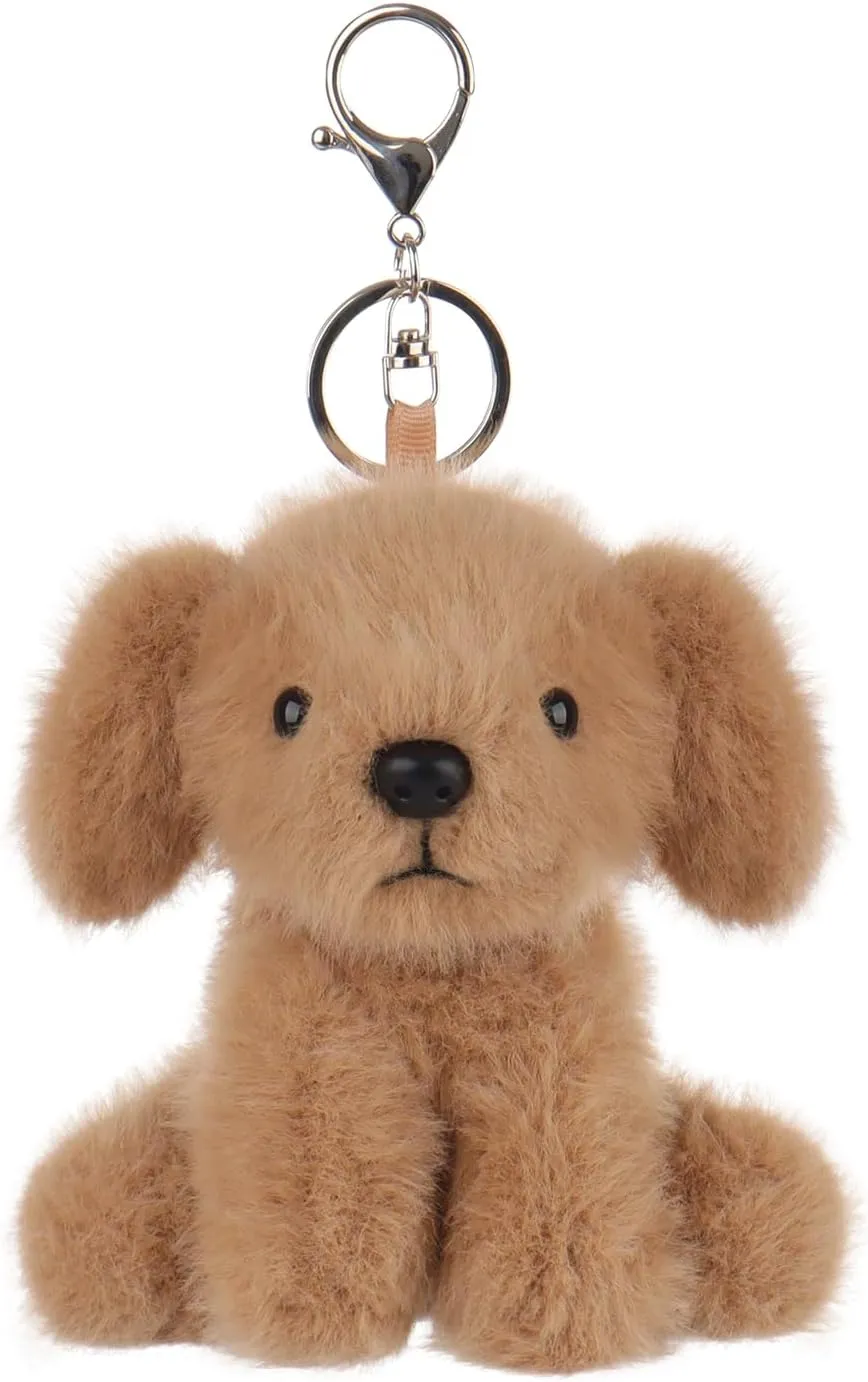 Apricot Lamb Plush Labrador Dog Puppy Stuffed Animal Soft Keychain for Kids Bag, Purse, Backpack, Handbag (4.7 Inches)