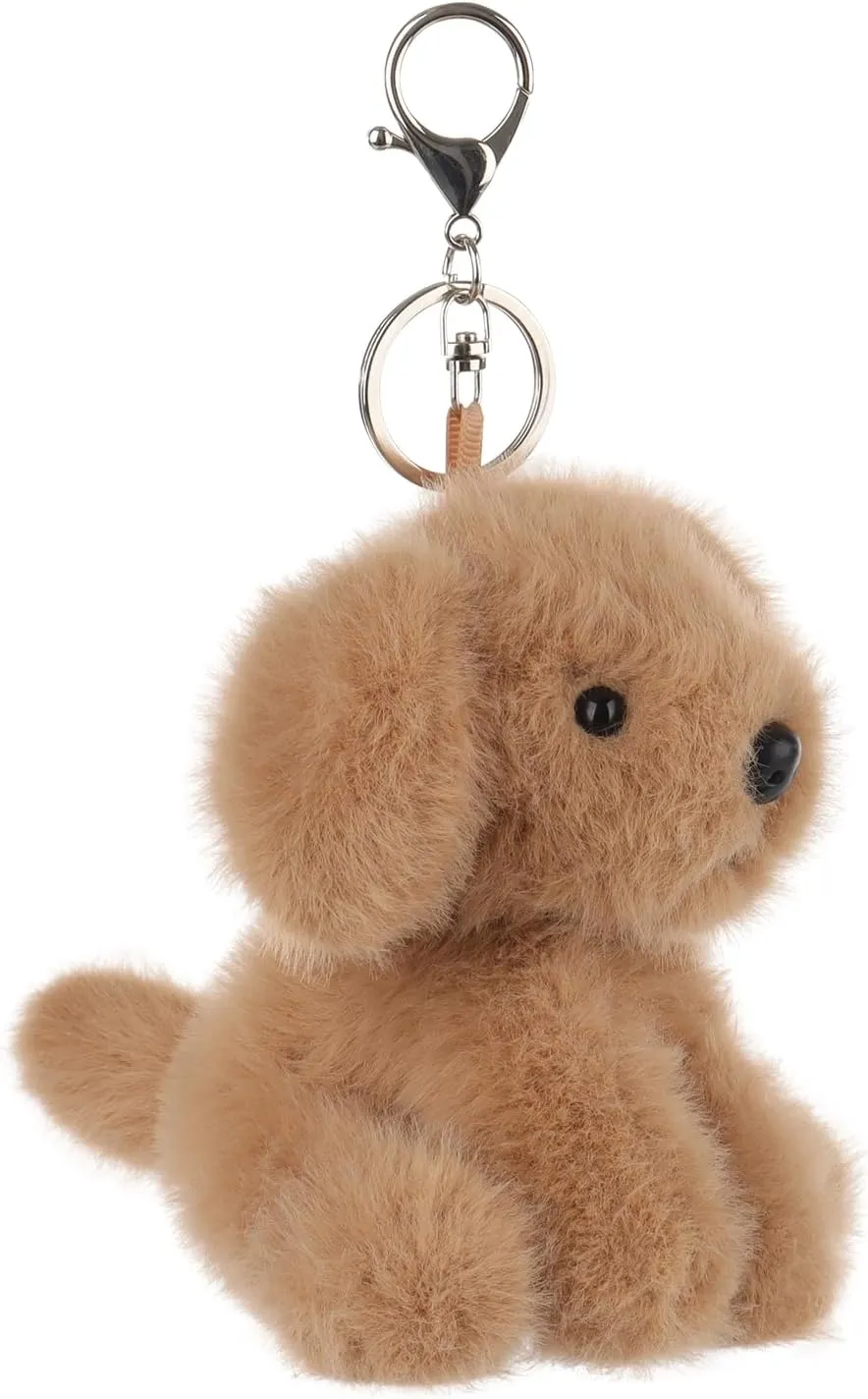 Apricot Lamb Plush Labrador Dog Puppy Stuffed Animal Soft Keychain for Kids Bag, Purse, Backpack, Handbag (4.7 Inches)
